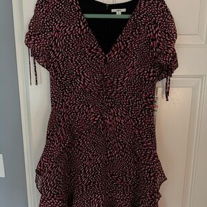 Bar III Black and Pink Patterned Mini Dress